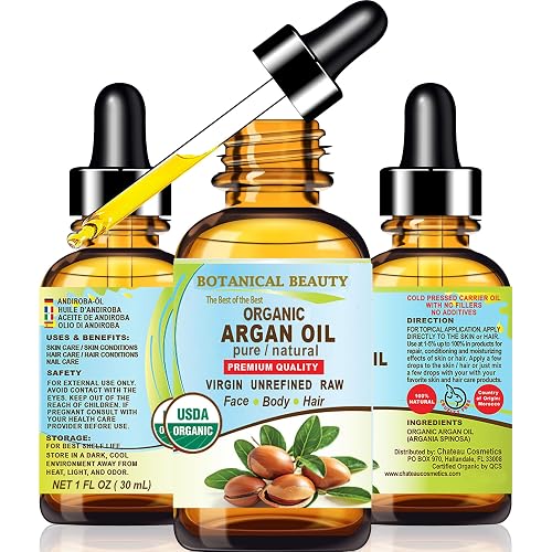 Botanical Beauty Organic ARGAN OIL 100% Pure Natural VIRGIN UNREFINED Cold-Pressed Carrier Oil for Face, Skin, Body, Hair, Lip, Nails. Rich in Vitamin