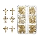 3D Alloy Metal Crystal Cross Nail Charms - 60 Pcs Ideal for Women and Girls' DIY Punk Nail Art, with Rhinestones, Great for Salons & Fashion Events Beauty & Personal Care hongliang