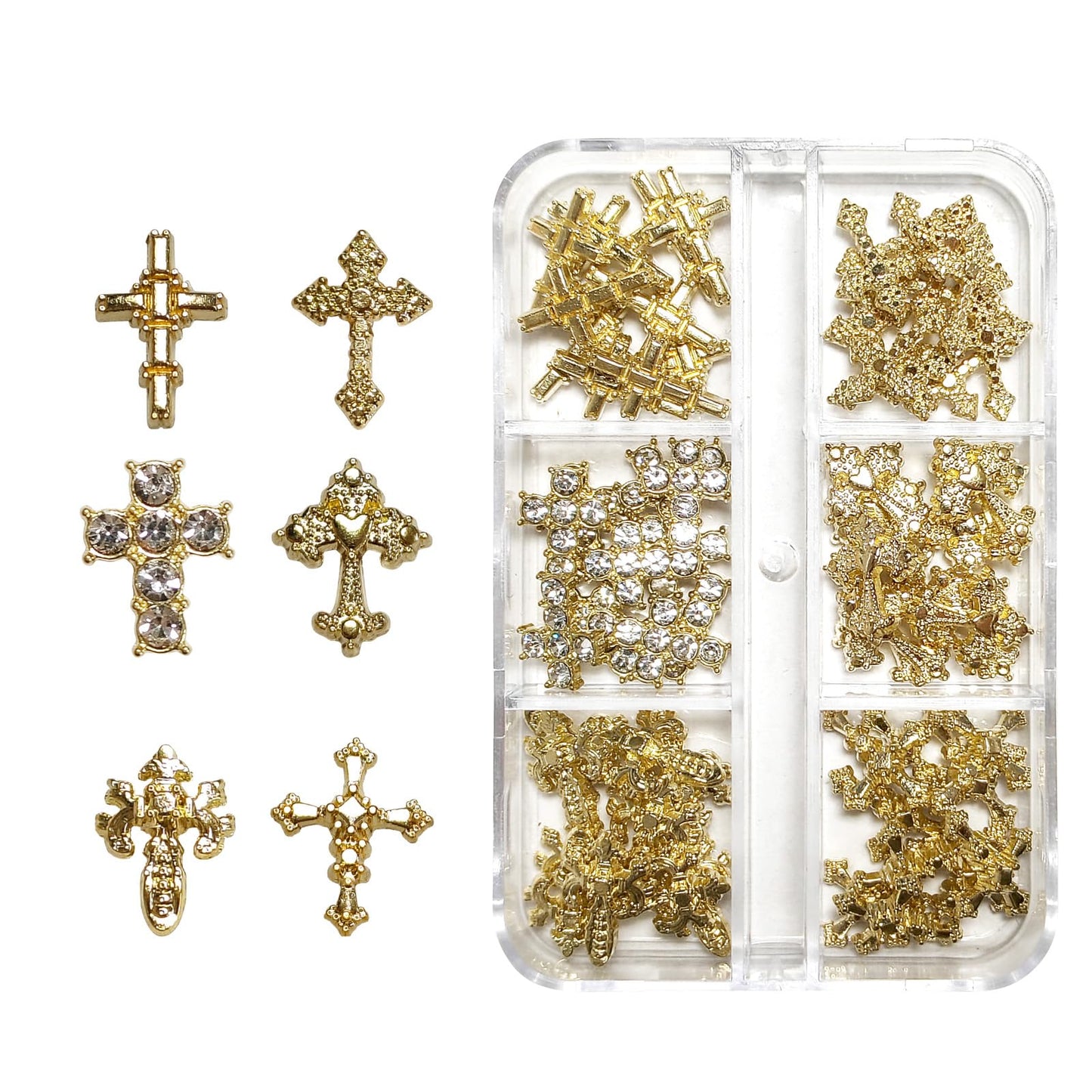 3D Alloy Metal Crystal Cross Nail Charms - 60 Pcs Ideal for Women and Girls' DIY Punk Nail Art, with Rhinestones, Great for Salons & Fashion Events Beauty & Personal Care hongliang
