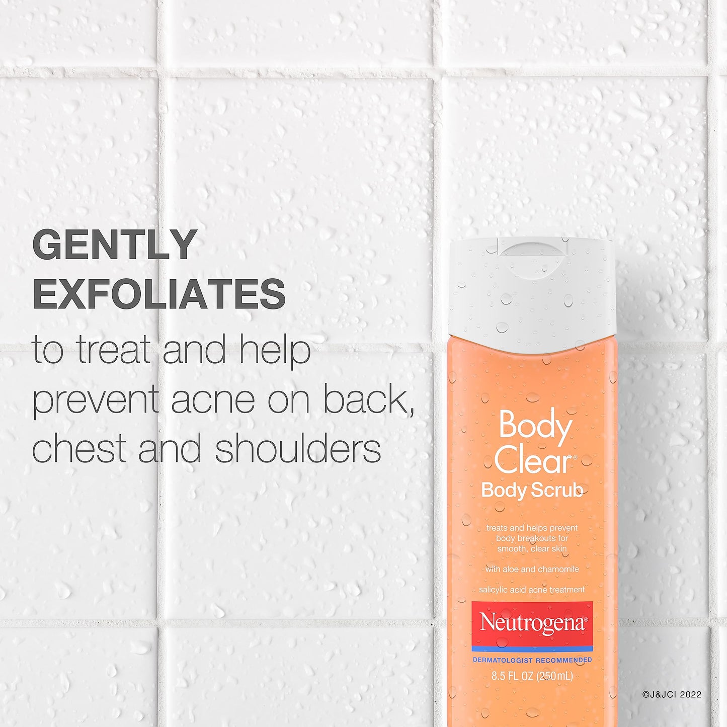 Neutrogena Body Clear Oil-Free Acne Body Scrub Skin Care, Salicylic Acid Acne Treatment for Acne-Prone Skin, 8.5 fl. Oz (Pack of 6)