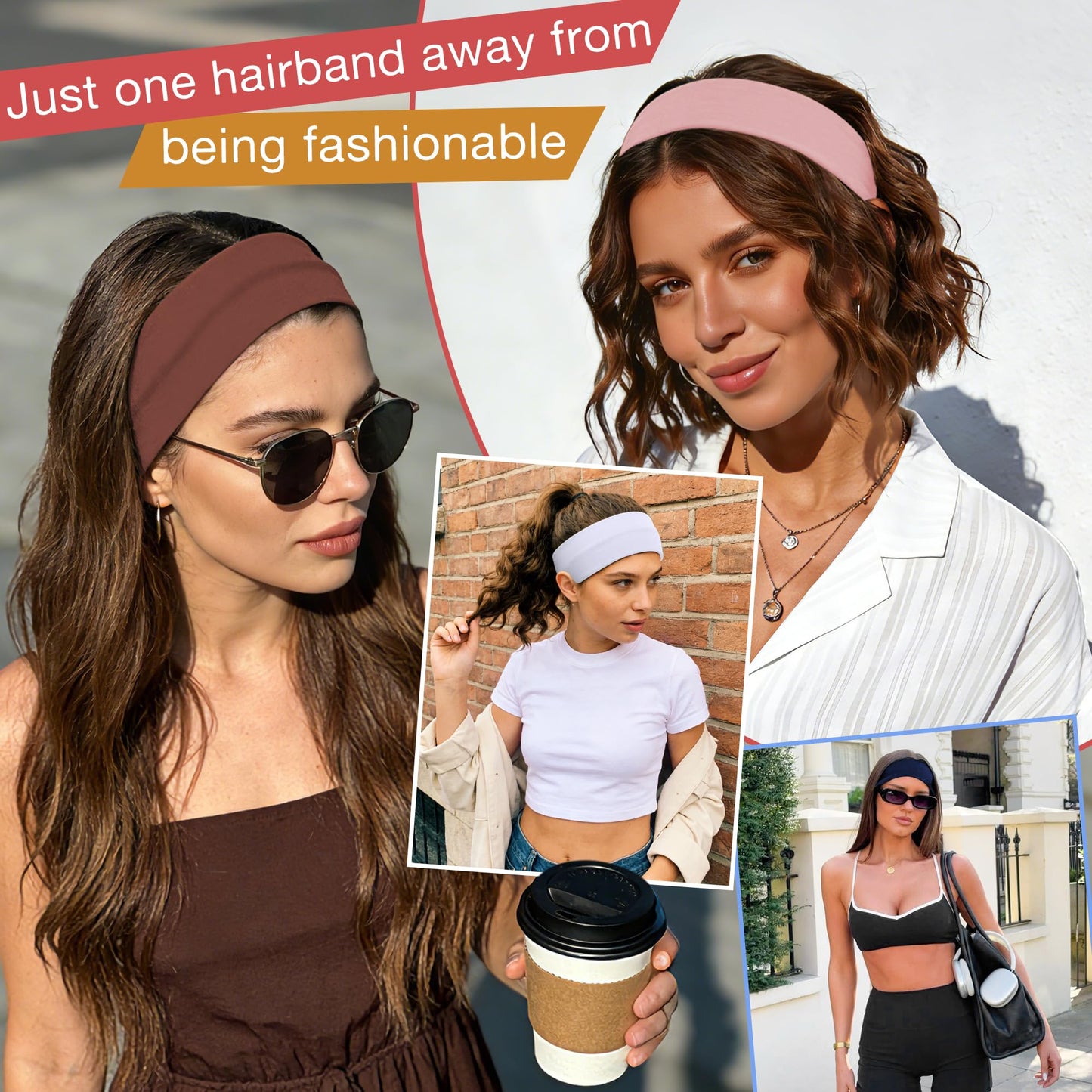 Ztomine Headbands for Women, 8pcs Stretchy Non Slip Soft Cotton Cloth Hair Bands for Sports, Workout, Yoga and Running Beauty and Personal Care Ztomine