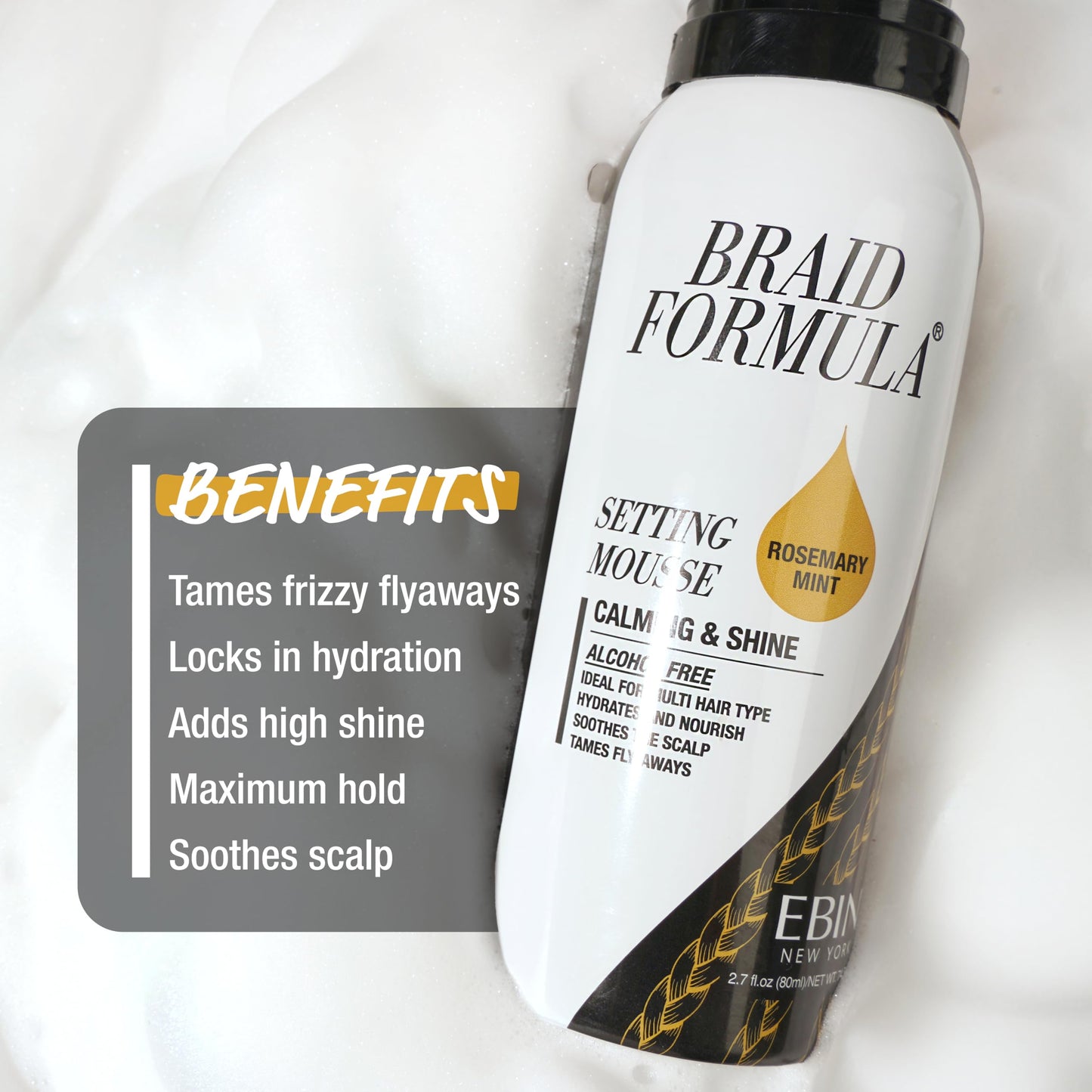 EBIN NEW YORK Braid Formula Setting Mousse (12.49 oz, Peppermint)