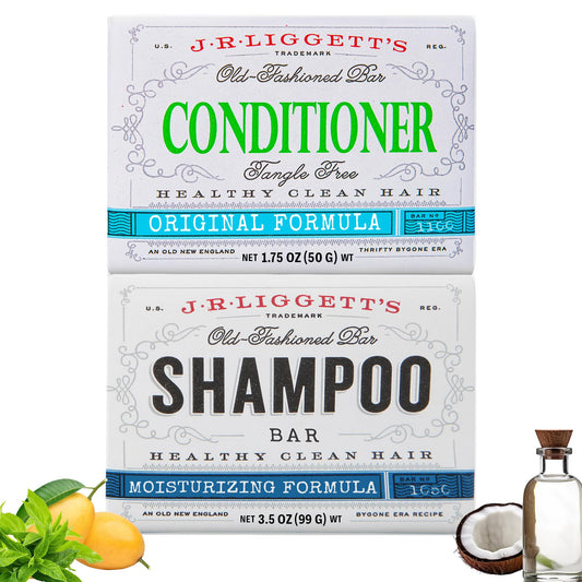 J.R.LIGGETT'S Moisturizing Formula Shampoo Bar and Conditioner Bar 2-Pack, All-Natural, Plant-Based Solid Hair Care Set, Sulfate-Free, 3.5 oz Shampoo Beauty & Personal Care J·R·LIGGETT'S
