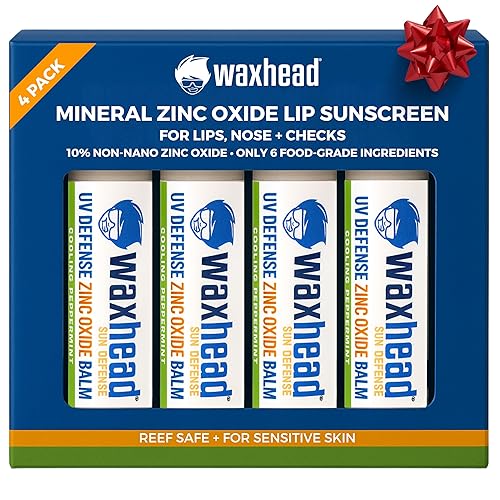 Waxhead Zinc Oxide Lip Balm - SPF Mineral Lip Sunscreen Chapstick for Kids and Adults, Non Nano Zinc Lip Balm for Sensitive Skin, Reef Safe (Mint 4