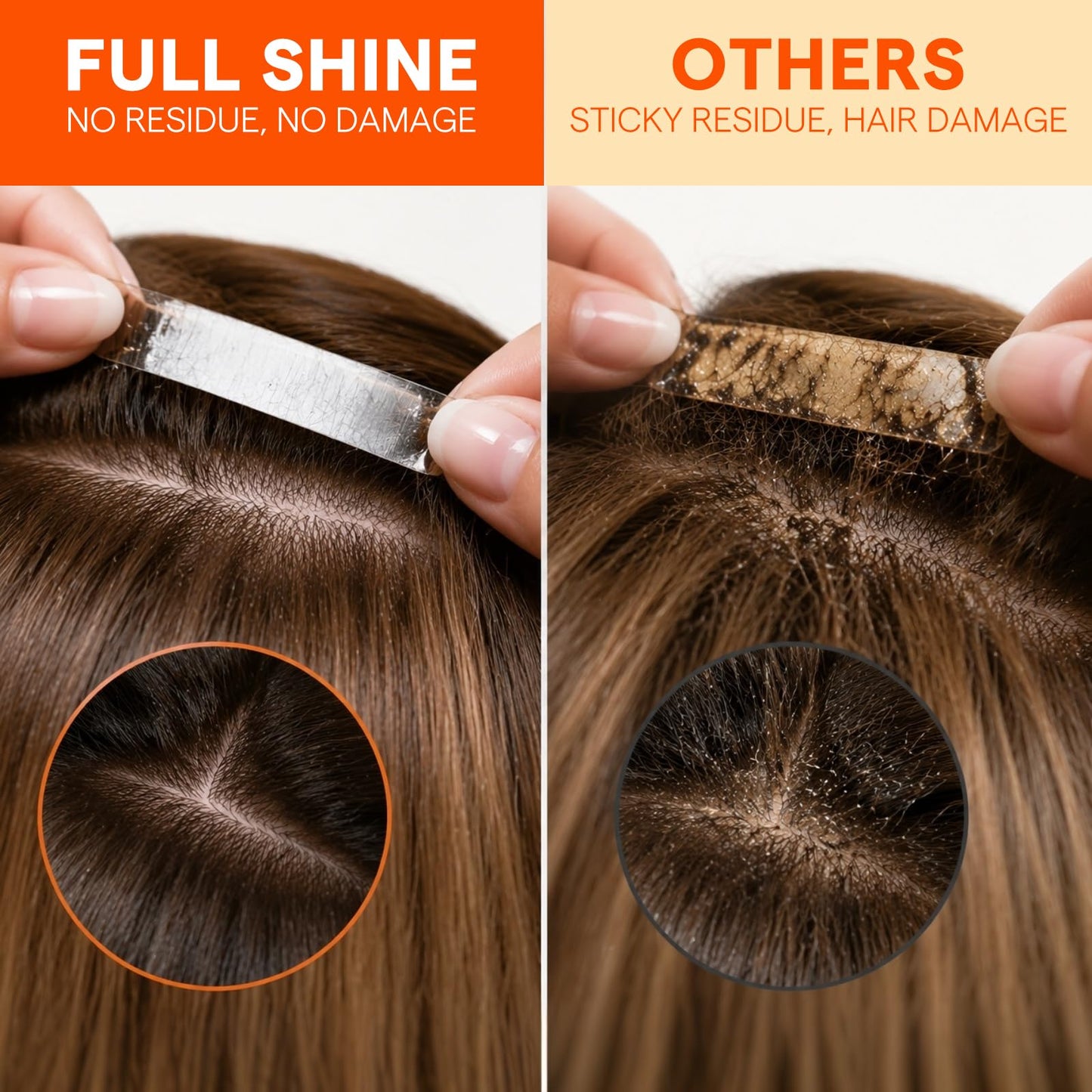Full Shine Replacement Tape for Hair Extensions, Double Sided No-Residue Tape ins Adhesive Tabs for Weft Extensions, Strong Waterproof Hold for Daily Beauty and Personal Care Full Shine