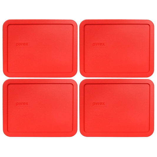 Pyrex 7211-PC 6-Cup Red Food Storage Replacement Lid (4-Pack) - Made in USA