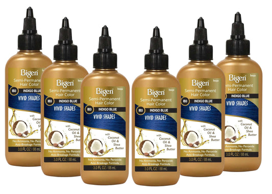 Bigen Semi-Permanent Haircolor #Ib3 Indigo Blue 3 Ounce (88ml) (6 Pack)