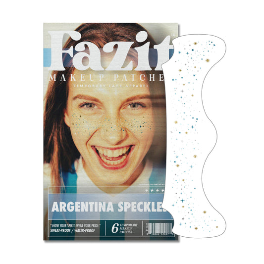 Fazit Argentina Soccer Speckles - Blue, White, and Silver Glitter Makeup Patches - Waterproof & Sweat-proof Face Stickers - Long-Lasting Game Day