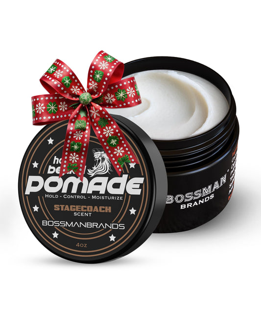 Bossman Hair & Beard Pomade for Men (Stagecoach Scent) - Medium Hold & Moisturizing for Hair, Beard & Mustache Styling - Made in USA