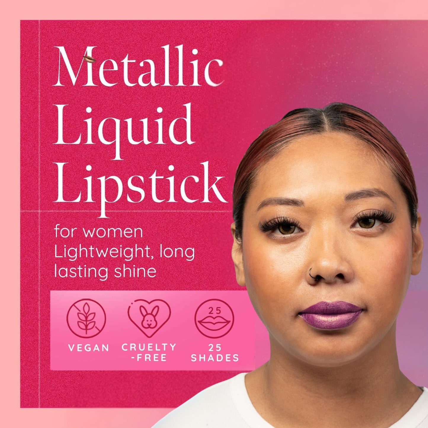 Aromi Sugared Mauve Metallic Liquid Lipstick, Purple Pink Lip Color with Shimmery Finish, Raspberry Mulberry Shade, Long-Lasting, Handmade (Sugared