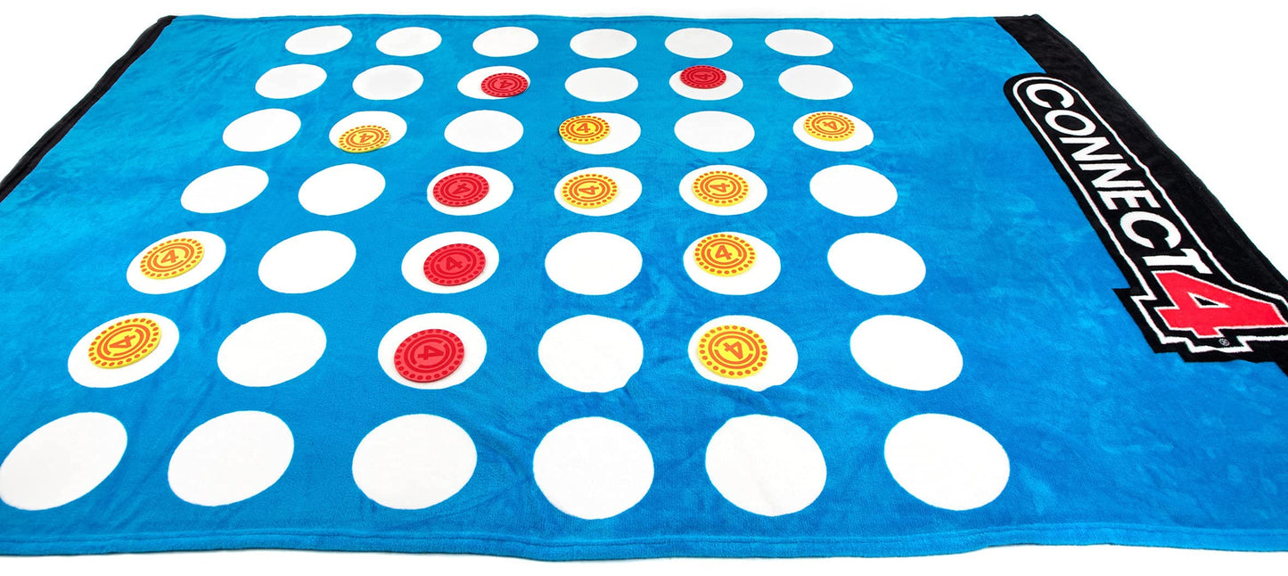 Jay Franco Connect 4 Game Blanket - 3 Piece Set Includes Plush Blanket, Discs, & Storage Bag (Official Hasbro Product)