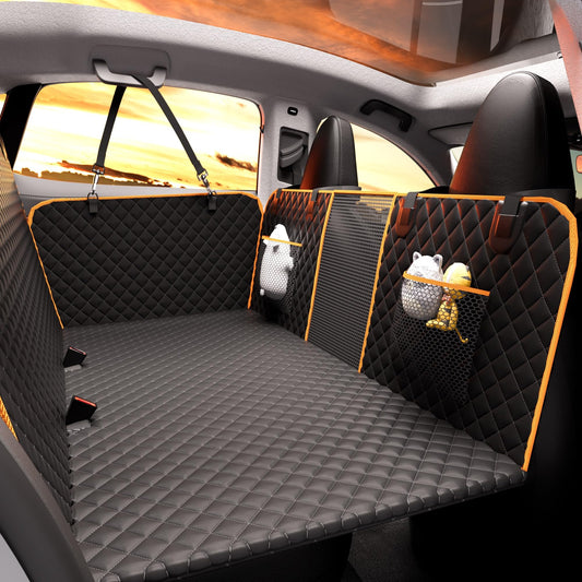 Back Seat Extender for Dogs – Waterproof Car Seat Cover with Hard Bottom, Holds 420lbs, Heavy-Duty 600D Material Dog Hammock, Easy to Install & Clean
