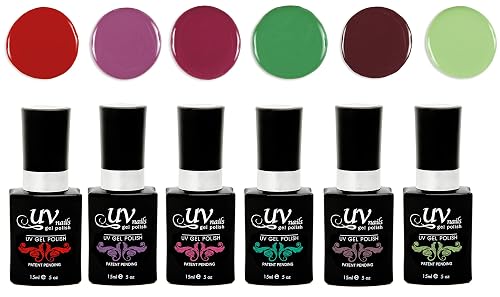UV-NAILS Gel nail polish cure with UV or LED nail lamp gel polish for nails Set of 6 (LONDON) Beauty & Personal Care UV-NAILS