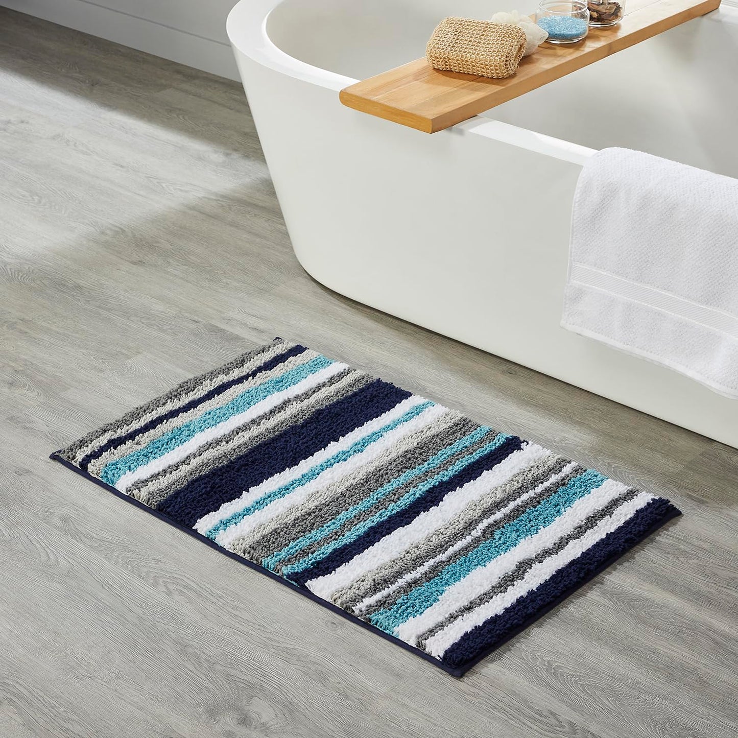 Better Trends Griffie Collection 100% Polyester Tufted Bath Rug, 3 PC Set (17" x 24" | 24" x 36" | 20" x 60"), Navy