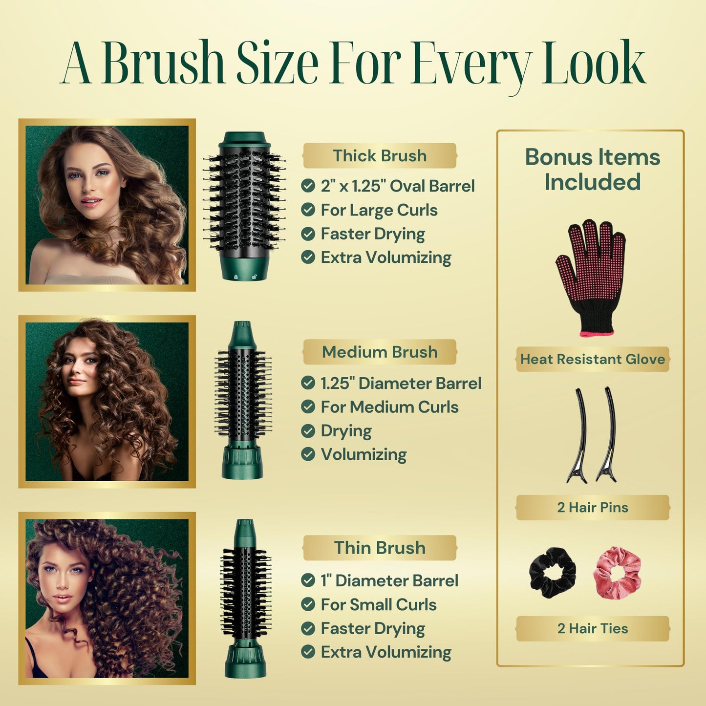 Asani Hot Air Brush - Multipurpose Blow Dryer Brush with Interchangeable Heads, Heated Round Brush for Curling or Straightening, Volumizer and Styling