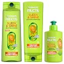 Garnier Fructis Sleek & Shine Shampoo, Conditioner + Leave-In Conditioer Set for Frizzy, Dry Hair, Plant Keratin + Argan Oil (3 Items), 1 Kit