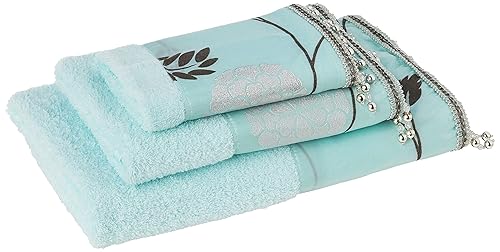 Popular Bath 705966 Bath Towels, Avantie Collection, 3-Piece Set, Aqua