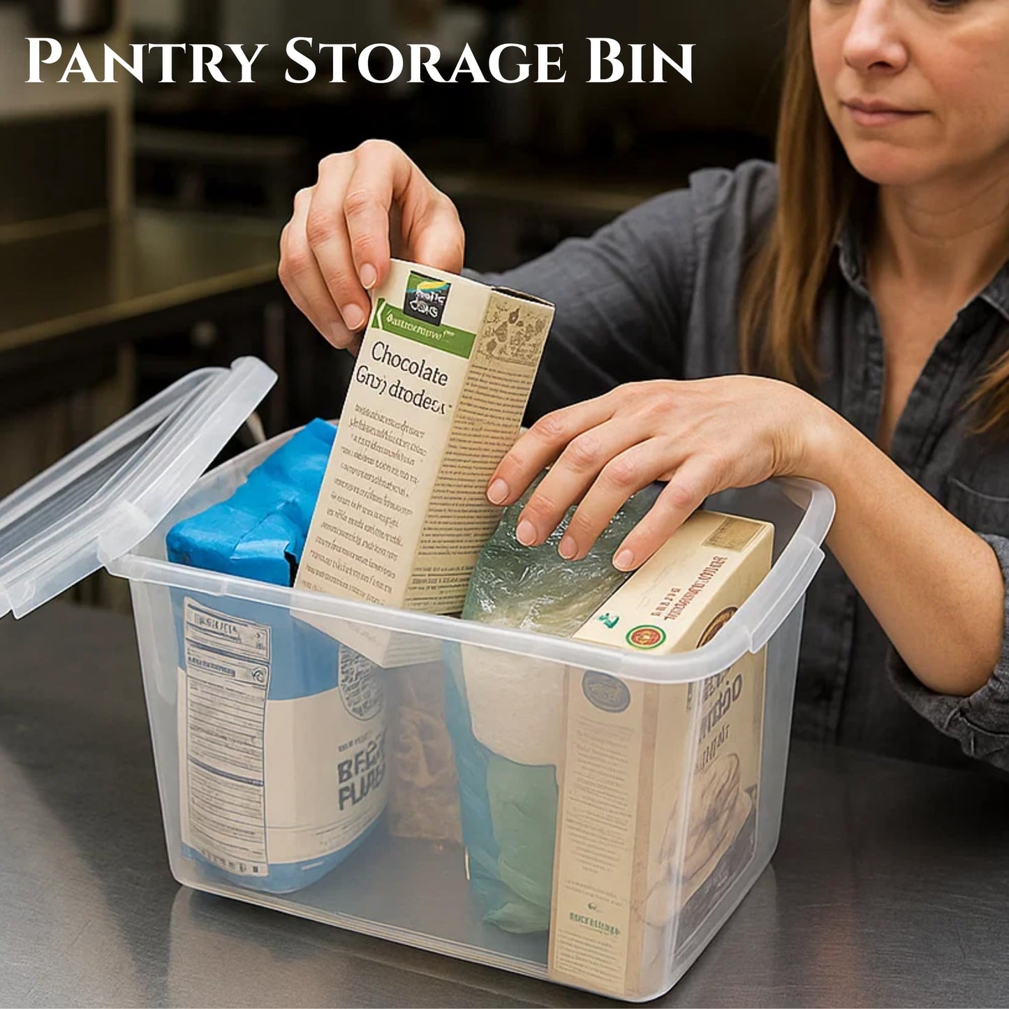 Lustroware Jumbo Food Storage Container Set of 2 with Lids - 12 & 17 Quart Airtight Latching Boxes, Heavy-Duty Stackable Bins for Rice, Flour, Pet…