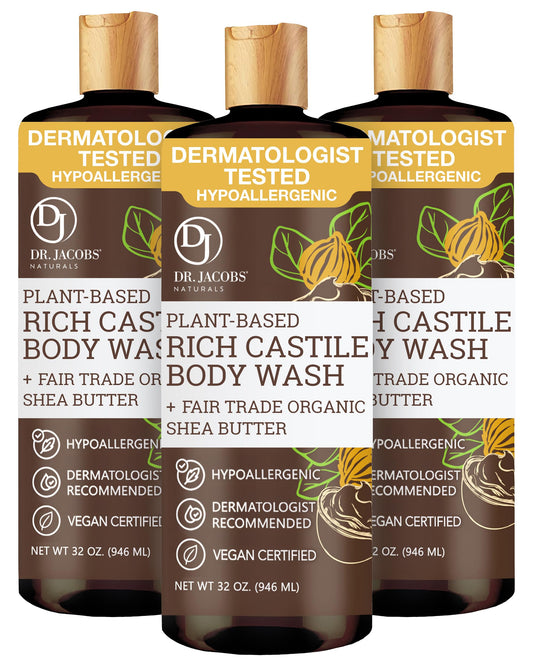 Dr. Jacobs Naturals Pure Castile Soap Liquid Body Wash, Shea Butter - Plant Based Soap Infused with Vitamin E and Aloe Vera to Moisturize Dry Beauty & Personal Care DR.JACOBS NATURALS