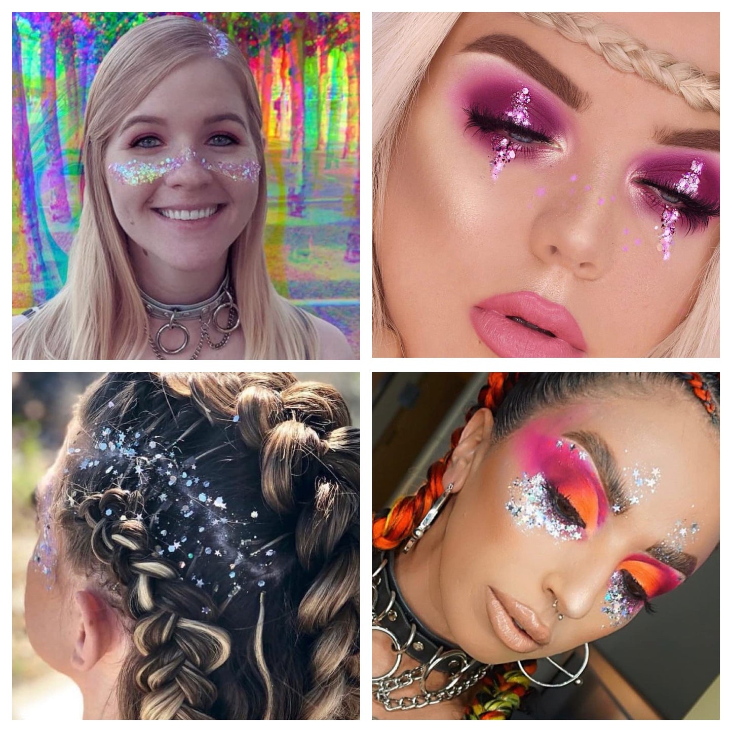 12 Pack - Multi-Colored Face & Body Glitter - Glue Included - Rainbow Chunky Glitter - Uses Include: Festival Rave Makeup Face Body Nails Resin Arts