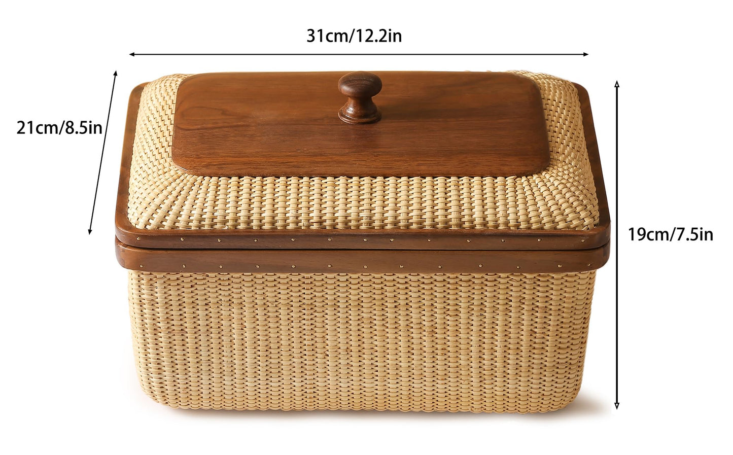 Teng Jin Rectangular with Lid Handmade Nantucket basket Cane staves finely-woven home-storage-baskets-and-containers Arts,Decorative Storage Baskets…