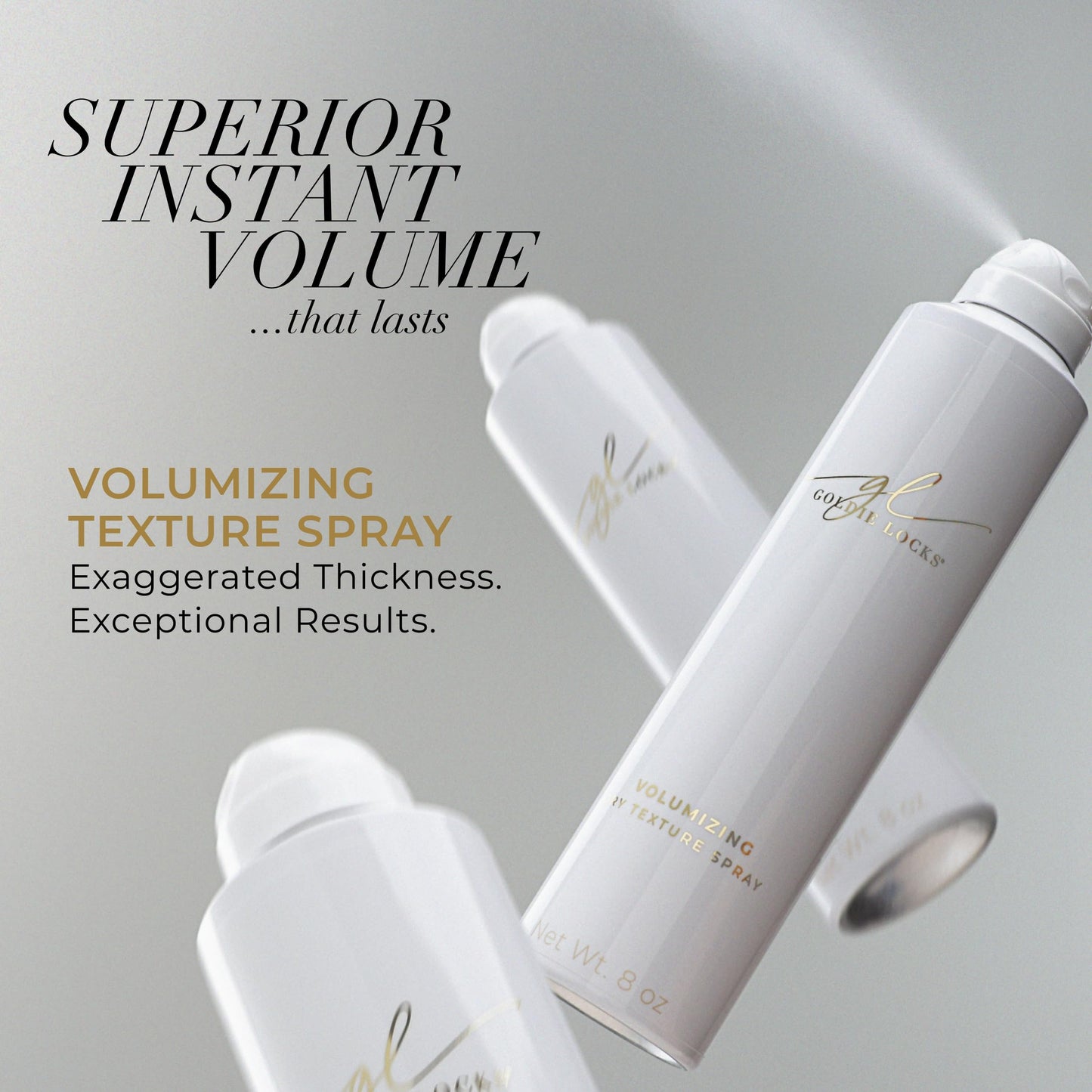 Goldie Locks Volumizing Texture Spray - Instant Volume and Lift - Invisible Matte Finish - Flexible Hold - Safe for Extensions & Color-Treated Hair