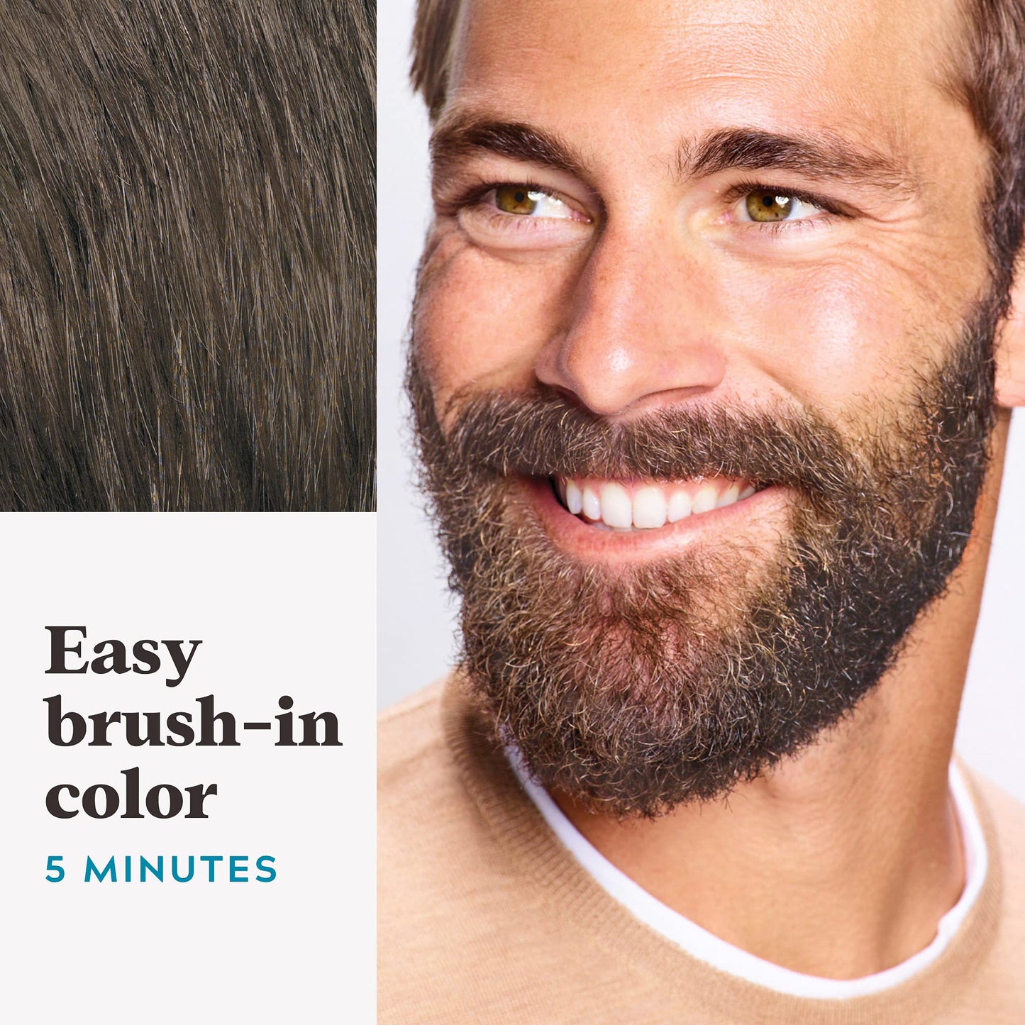 Just For Men Mustache & Beard, Beard Coloring for Gray Hair with Brush, With Keratin Biotin Aloe and Coconut Oil for Healthy Facial Hair - Medium-Dark