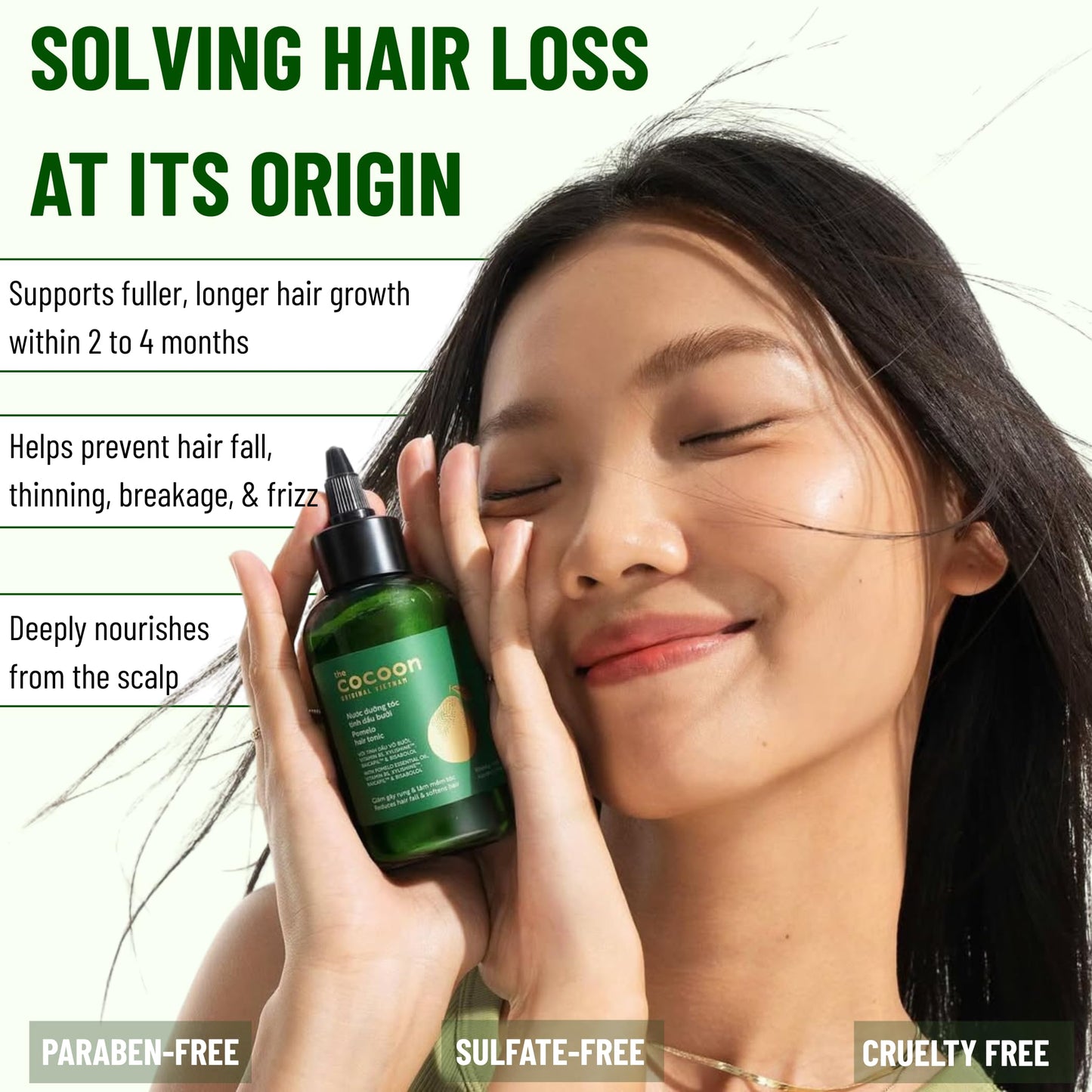 Cocoon Pomelo Oil Hair Tonic. 100% Vegan Scalp Serum Treatment for Thinning, Damaged & Breakage Hair | Soften, Reduce Hair Loss & Promote Hair Growth