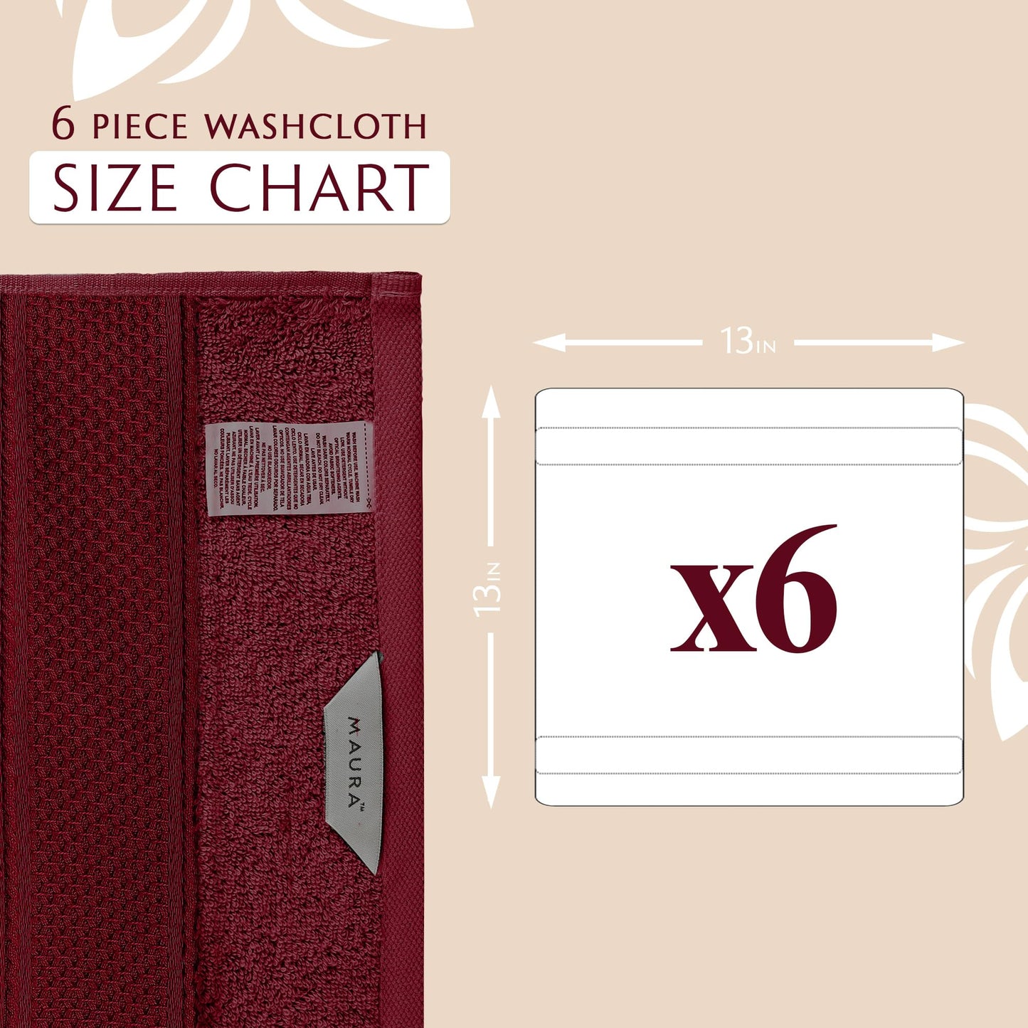 MAURA 6-Pack Premium Turkish Washcloth Set - Ultimate Luxury with Soft, Thick, Super Absorbent, and Oversized Cotton Face Towels - Ideal for a Hotel…