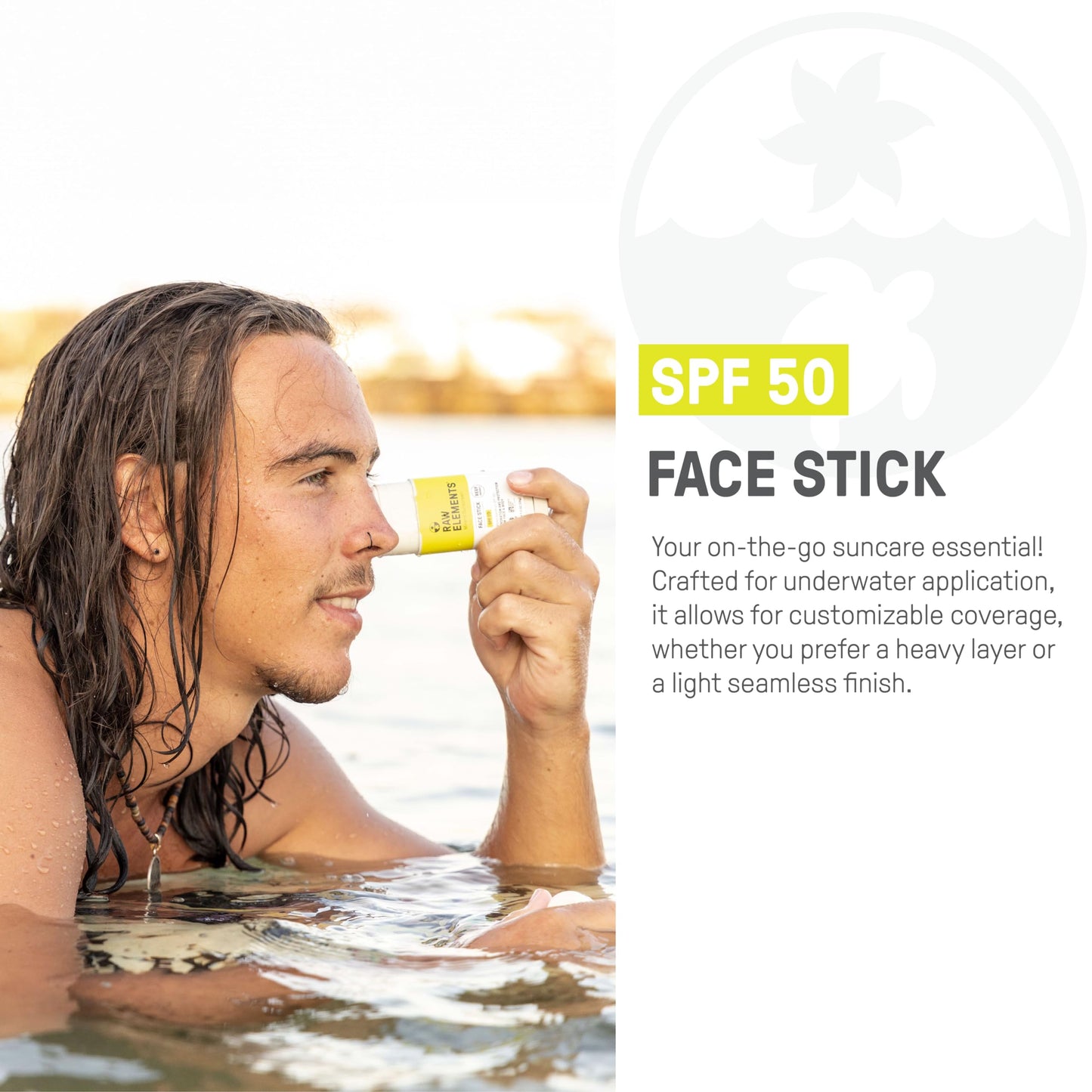 Raw Elements Face Stick SPF 50 All-Natural Mineral Sunscreen - Reef Safe, Water Resistant, Broad Spectrum UVA/UVB Protection, Safe For All Ages