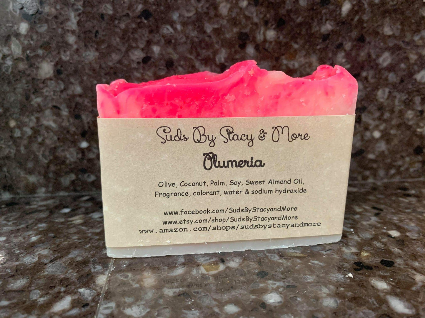 Suds By Stacy and More Plumeria Homemade Soap Bar (One 4 oz bar) cold processed with fragrance oils