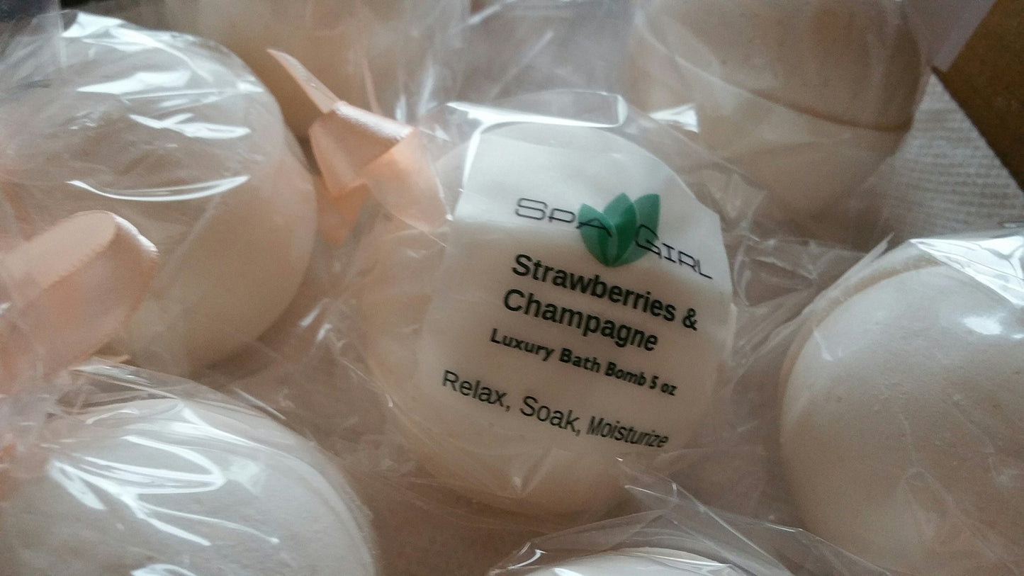 Spa Pure Shortcake Bath Bombs: 3 Strawberry Shortcake Luxury Bath Bombs, Large 5 Oz, Handmade in The USA with Shea, Mango and Cocoa Butter, Ultra…