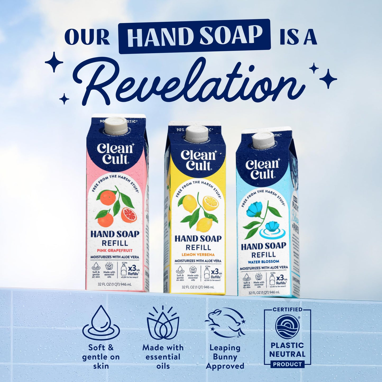 Cleancult Liquid Hand Soap Refills - Wild Lavender - Moisturizes Dry & Sensitive Skin -Made with Aloe Vera & Lavender Essential Oils - Eco Friendly Beauty & Personal Care Cleancult