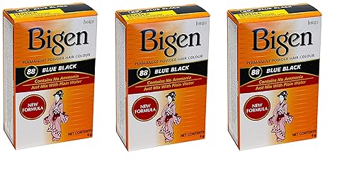 Bigen Permanent Powder Hair Color 88 Blue Black 1 ea (Pack of 3)