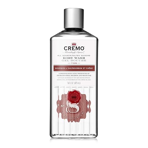 Cremo Rich-Lathering Bourbon & Oak Body Wash, A Sophisticated Blend of Distillers Spice, Fine Bourbon and White Oak, 16 Fl Oz