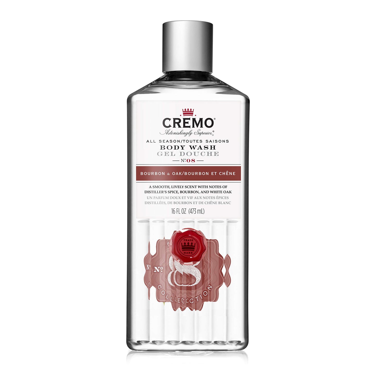 Cremo Rich-Lathering Bourbon & Oak Body Wash, A Sophisticated Blend of Distillers Spice, Fine Bourbon and White Oak, 16 Fl Oz