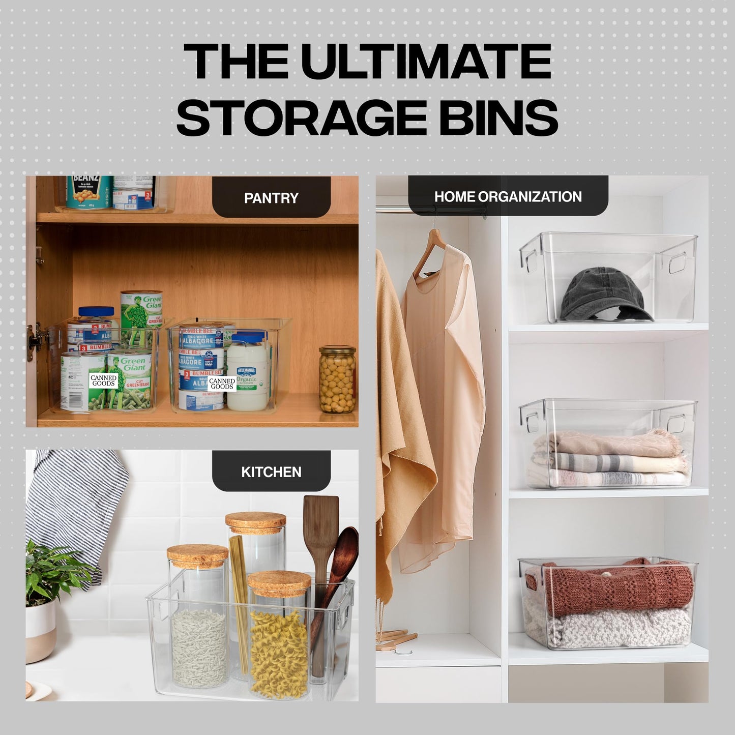 ClearSpace Clear Plastic Storage Bins – Pantry & Cabinet Organizers for Kitchen, Laundry, Office, Closet, Garage & Freezer