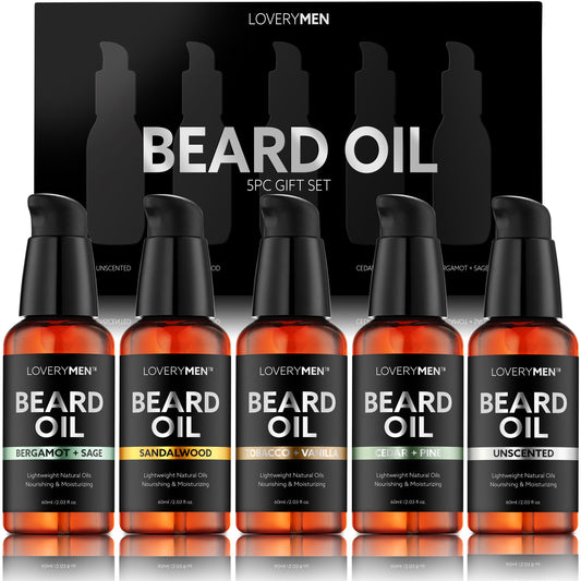 Deluxe Beard Oil for Men - Sandalwood, Tobacco Vanilla, Bergamot Sage, Cedar Pine, Unscented Fragrances, Natural Mens Beard Oil Kit With Argan Beauty and Personal Care LOVERY