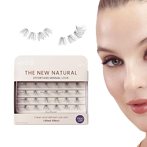 KISS The New Natural, False Eyelashes, 'Neo', 12mm-14mm, Includes 24 Wisps, Easy to Apply, Reusable Lash Clusters