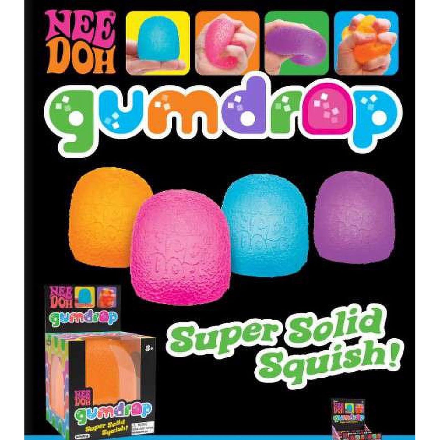 Schylling NeeDoh Gumdrop Textured Sensory Fidget Toy Colors May Vary (3 Pack)