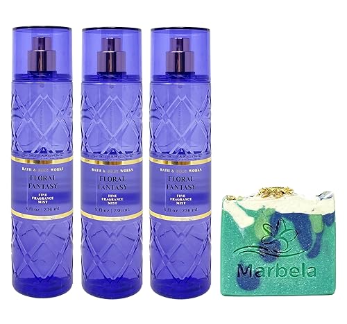 Bath & Body Works Floral Fantasy 3 Pack Fragrance Mist Bundle with an Aloe Vera Bar Soap - Full Size