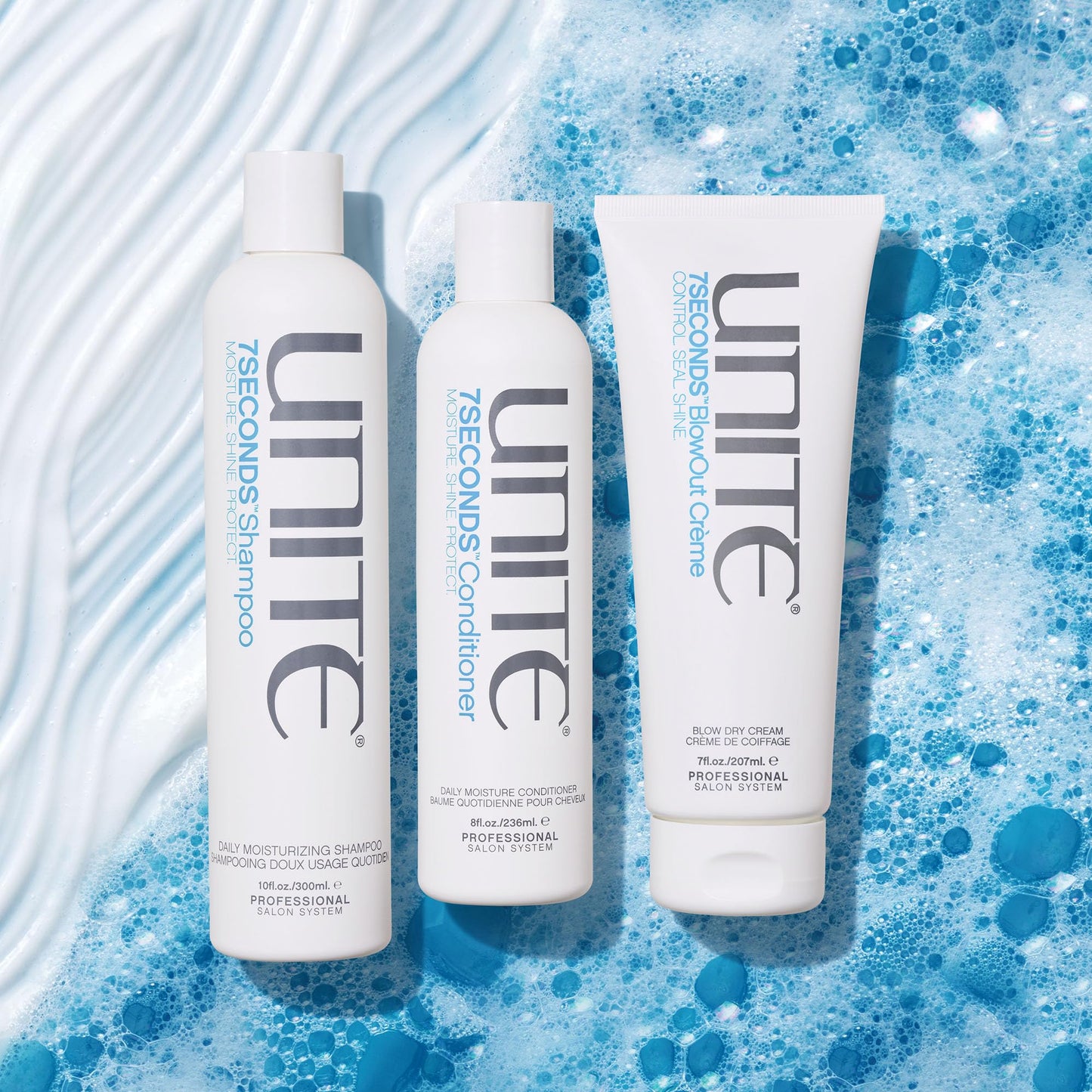 UNITE Hair - 7SECONDS Shampoo, Conditioner & Styling Crème Set - Hydrating Frizz Control for Dry, Damaged Hair - Repairs & Extends Blowout, All Hair