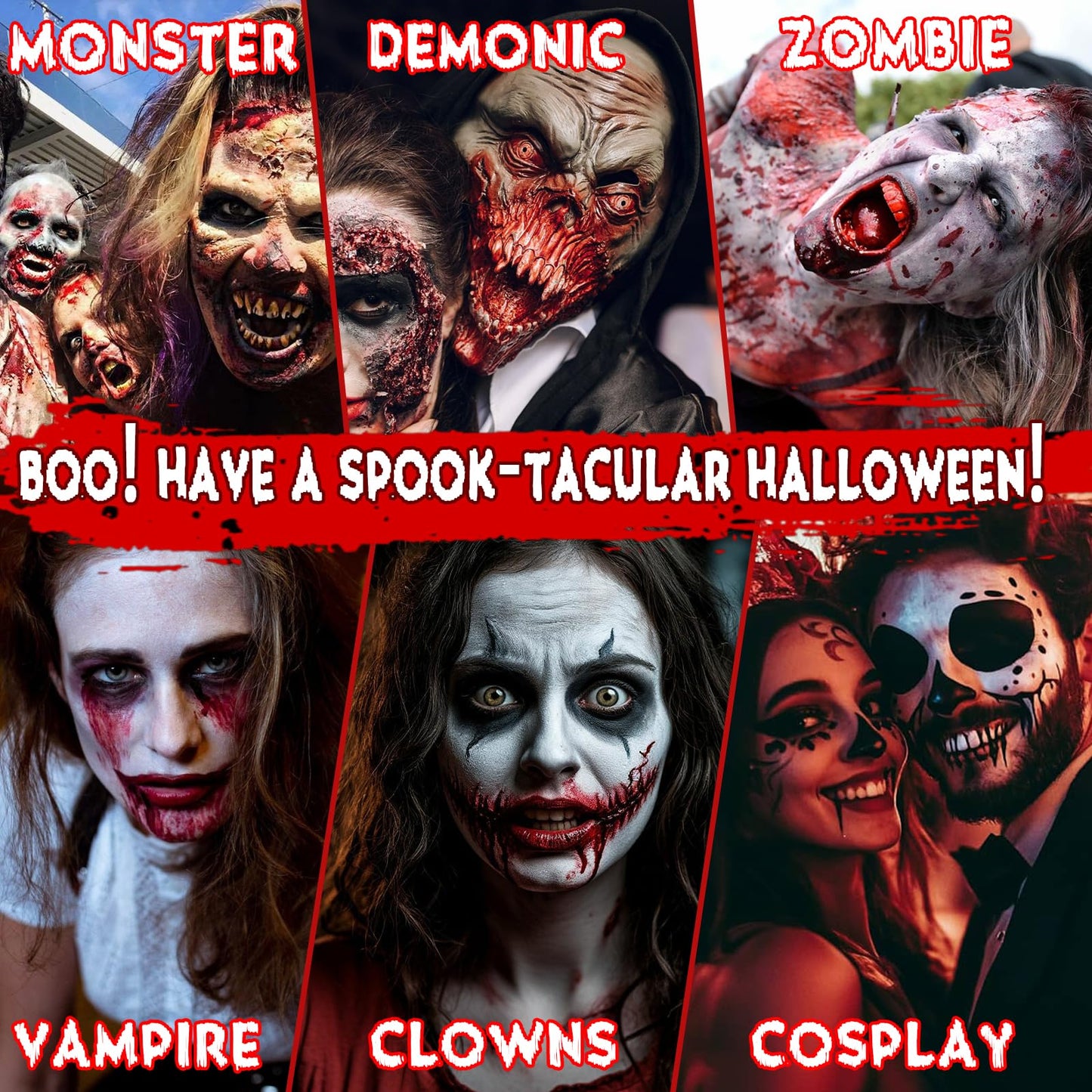 Halloween Fake Blood Makeup Kit, Blood Spray 2.1oz + Dripping 2.1oz + Coagulated 1.41oz(3PCS), Washable Realistic SFX Makeup for Cosplay, Clothes