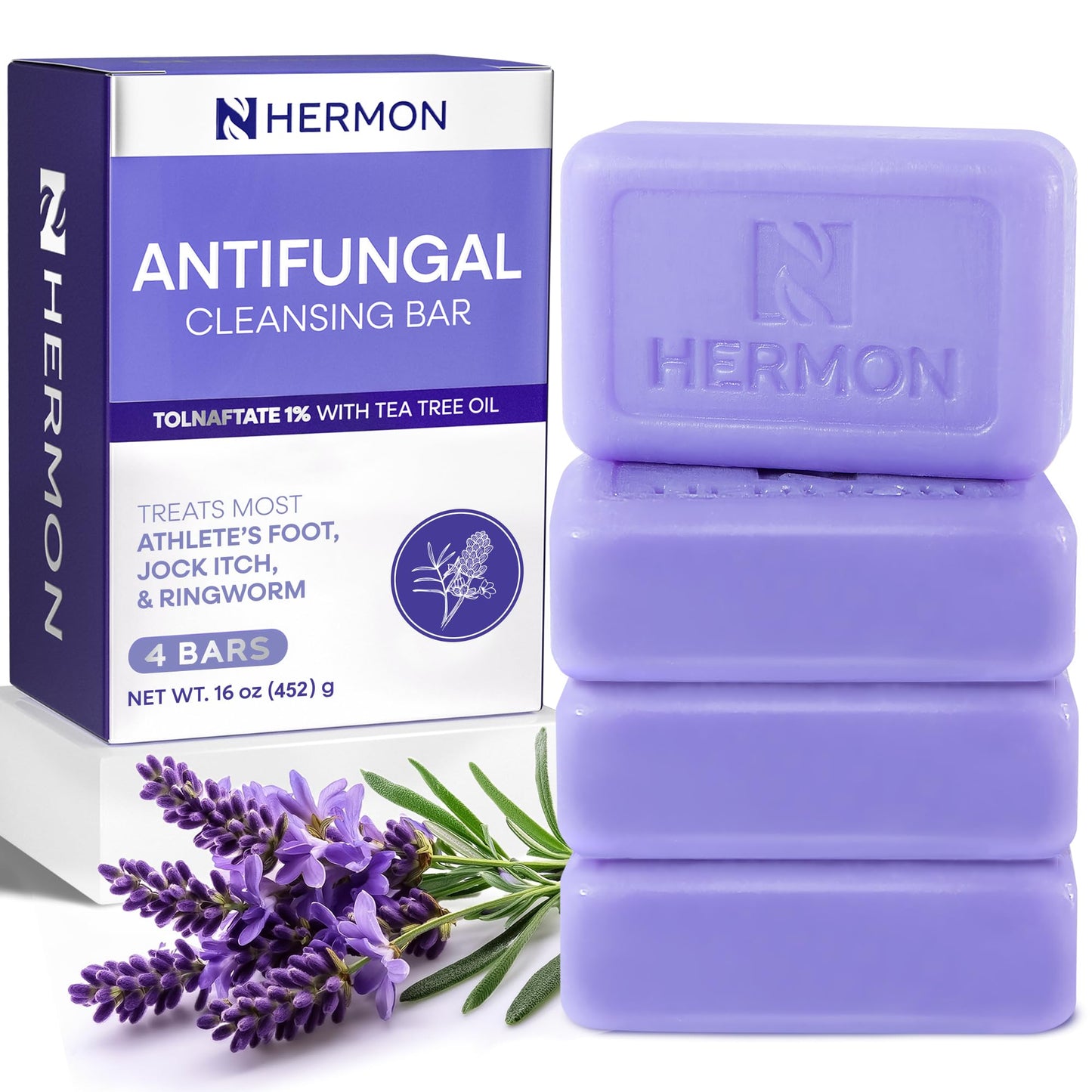 Hermon Antifungal Soap with Tea Tree Oil: Antifungal Bar Soothing Care & Relief of Itchy for Ringworm, Jock Itch, & Athletes Foot - Body & Face Wash Beauty & Personal Care Hermon