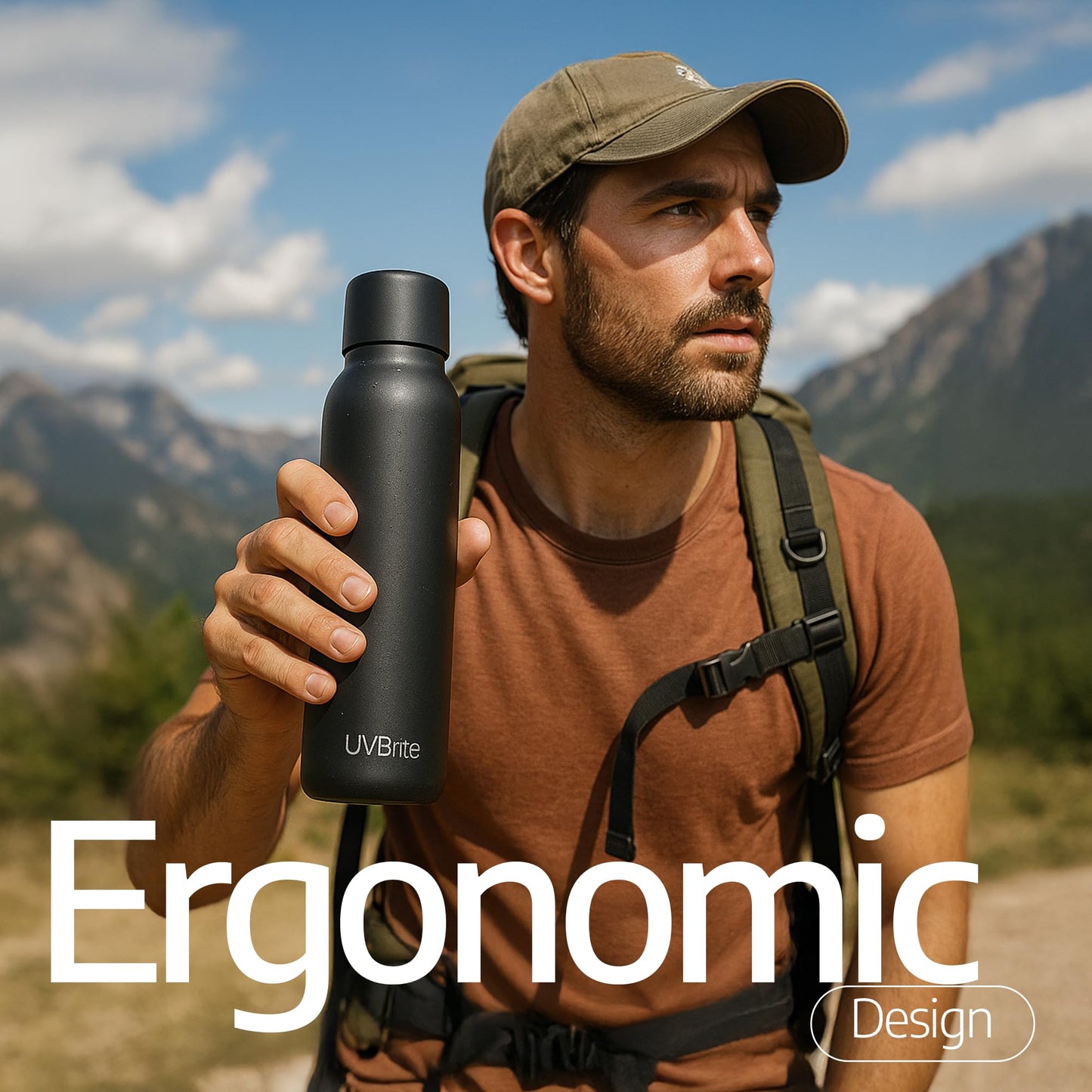 UVBRITE UV self-Cleaning and Water-Purifying Bottle TT-B02-18.6 Ounce Insulated Rechargeable Stainless-Steel Tumbler with Safety Lock Prevents…