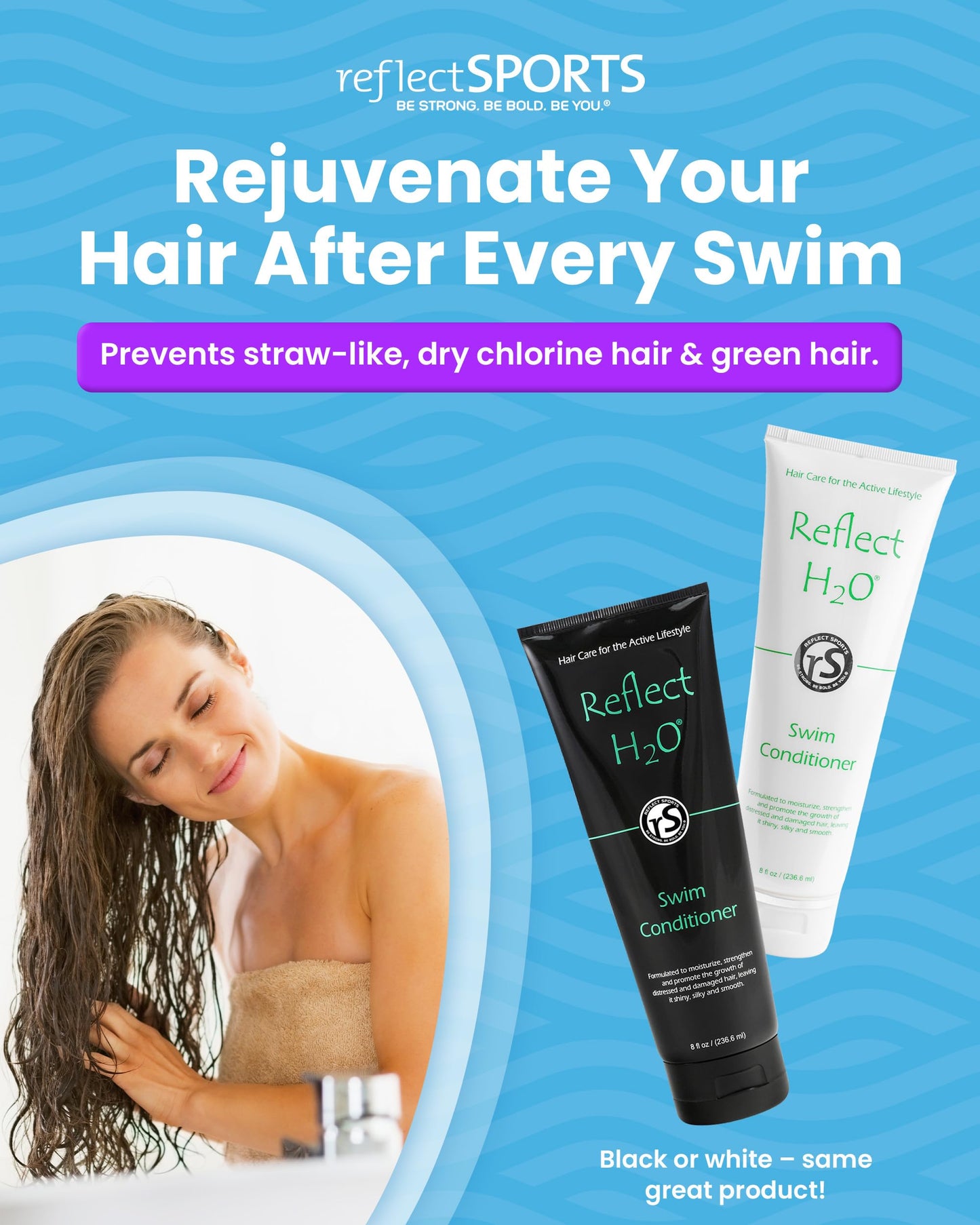 Reflect H?O Swim Conditioner - Moisturizing & Strengthening Swim Hair Care Conditioner for Damaged Hair - Sulfate-Free Chlorine Hair Protection