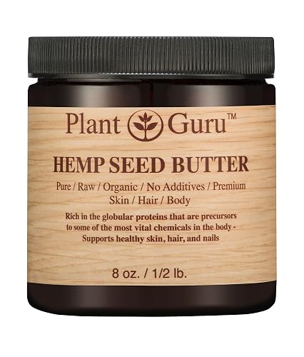 Hemp Seed Butter 8 oz. 100% Pure Raw Fresh Natural Cold Pressed. Skin Body and Hair Moisturizer, DIY Creams, Balms, Lotions, Soaps. Beauty & Personal Care Plant Guru