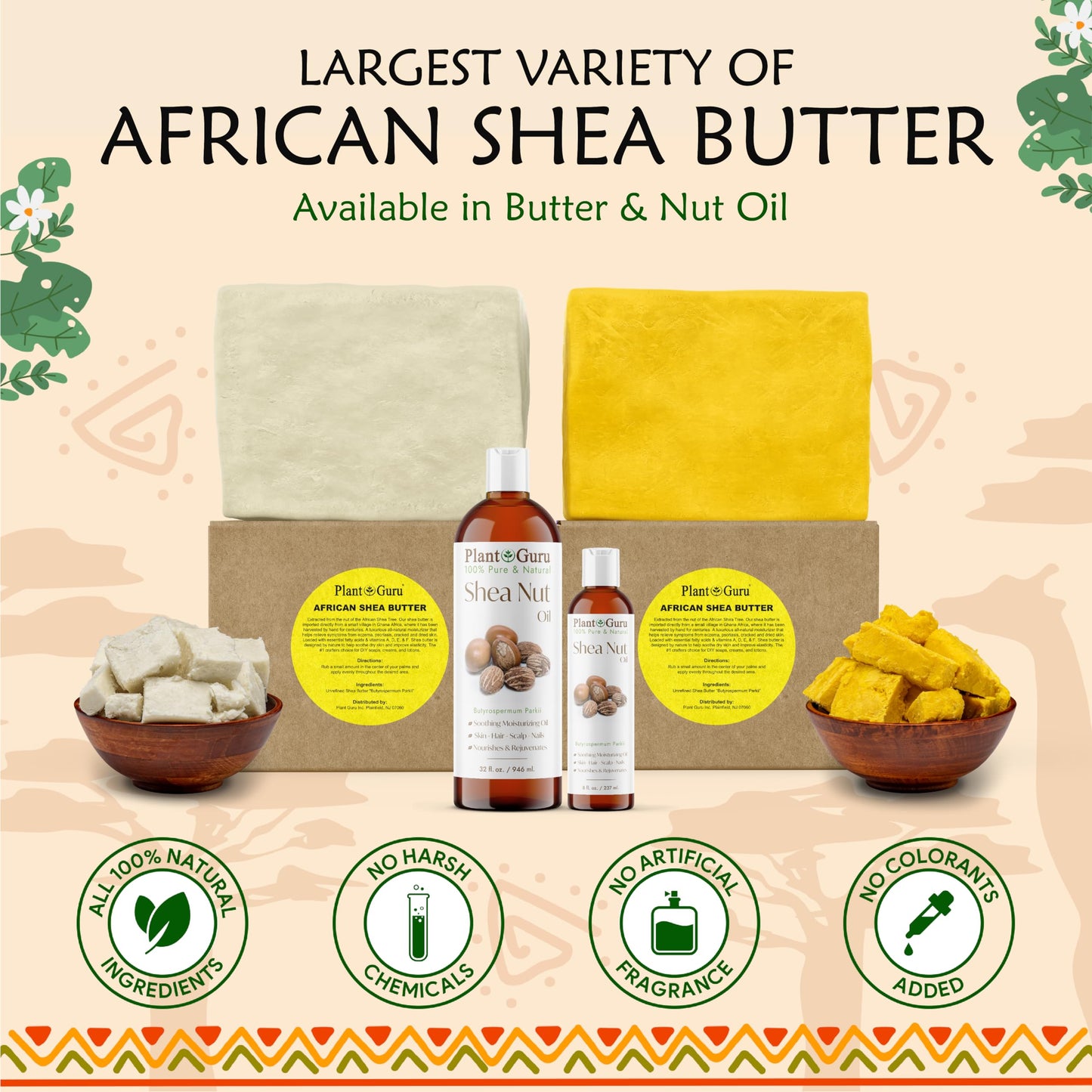 African Shea Butter Raw Unrefined 100% Pure Natural Organic Ivory Grade A - 8 oz - DIY Body Butters, Lotion, Cream, lip Balm & Soap Making Supplies Beauty & Personal Care Plant Guru