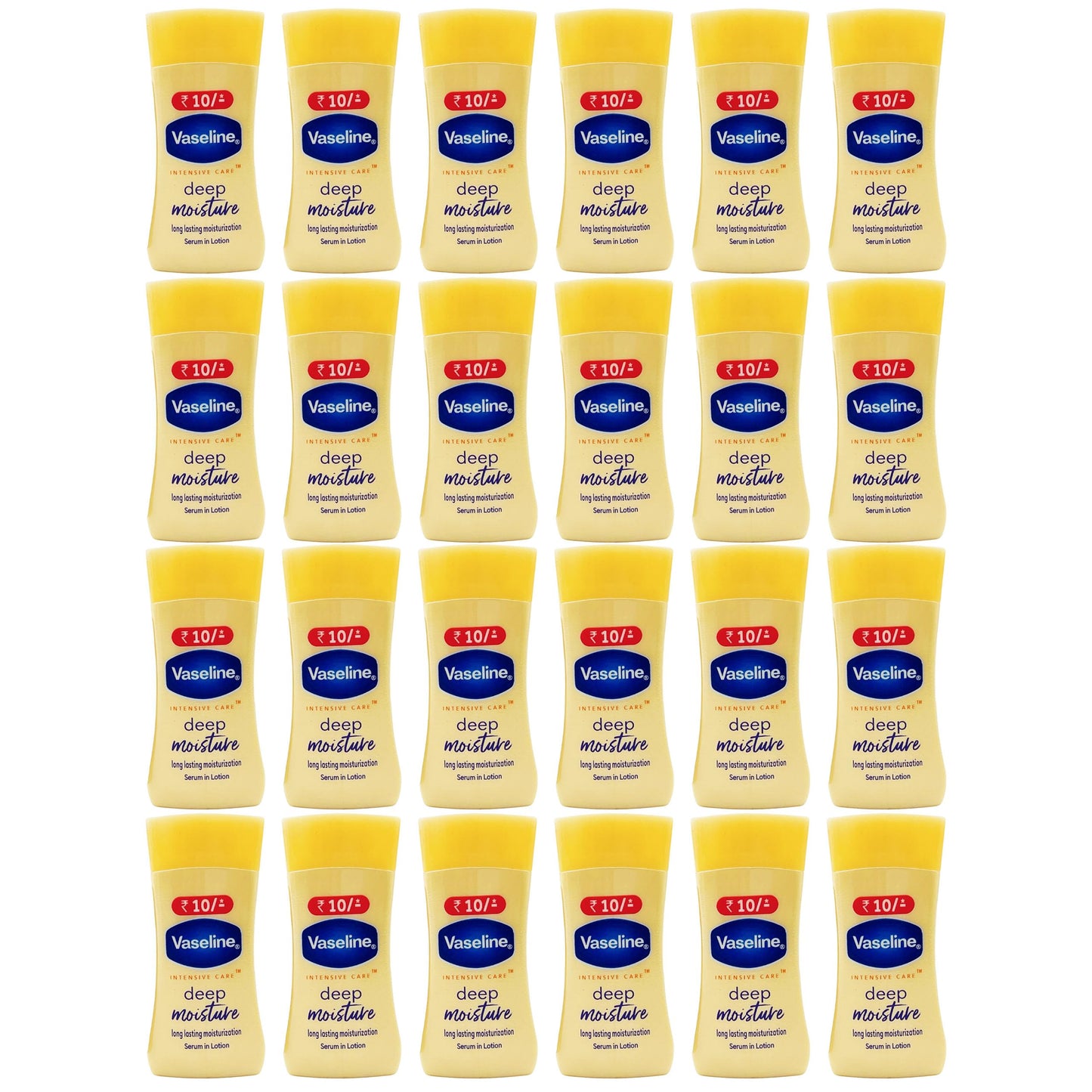 Vaseline Intensive Care Travel Moisturizer, 24 Count Bulk, Deep Moisture Moisturizing Lotion, Face and Body Moisturizer for Dry Skin, 0.67 oz