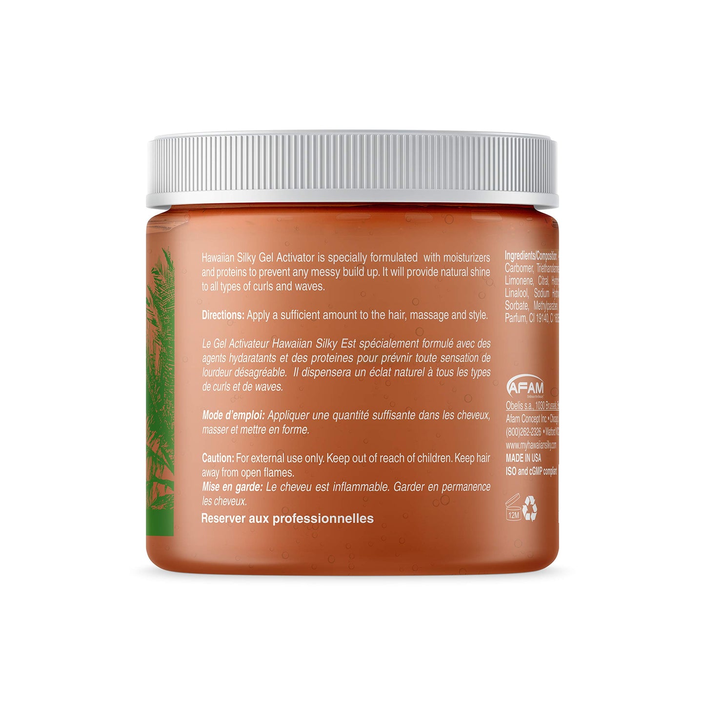 Hawaiian Silky Texturizing Gel Activator, 16 fl oz - Natural Protein Extracts to Style & Moisturize Dry and Damaged Hair - for Color Treated Hair